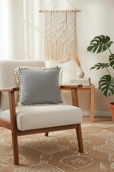 NDC HOME وسادة رمي بوم بوم أنثراسايت رمادية مقاس 43 × 43