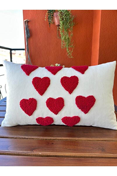 punchatolyem Punch Panch Heart Patterned Cushion Cover Handmade with 100% Man...