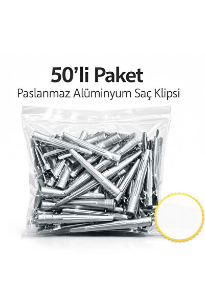 MINEL COSMETİC 50 Adet Alüminyum Saç Klipsi – Bigudi, Maşa ve Fön Kullanımına...