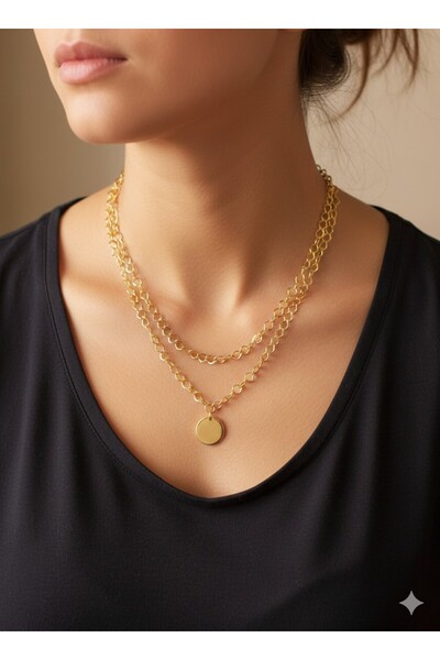 Ralp Moda Gold Color Sequin Charm Women's Necklace