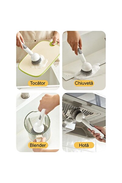 miraza Perie de Curatat Multi-Suprafete Anti-grasime,cu Dozator,pentru Vase, Oale, Tigai,27 cm
