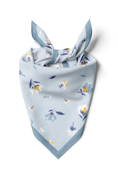 Genel Markalar Kadın Çiçek Desenli Bandana 50x50 Açık Mavi DG0157-22 Snz