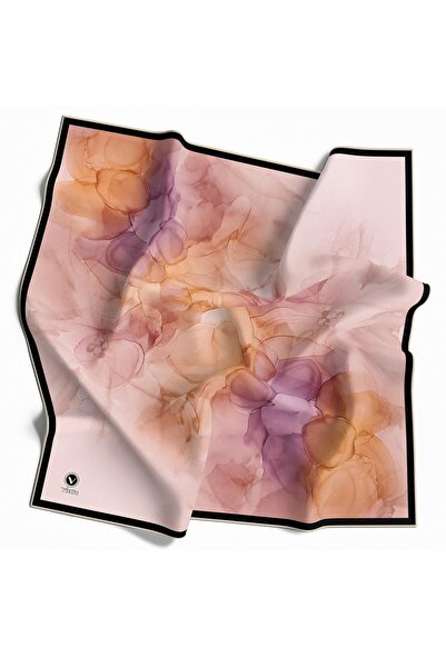 VİOLLA Rayon Batik Desenli Somon Renkli 90x90 Eşarp (İpek İçermez) Kenar Diki...