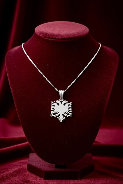 Alaja Silver Çift Başlı Kartal Arnavutluk Sembolü Parlak Unisex 925 Ayar Gümü...