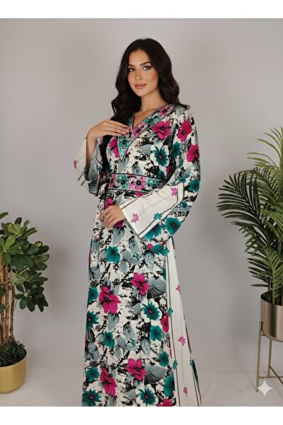 ASIAN Nargis Jalabiya: An elegant jalabiya made of taffeta fabric with floral...