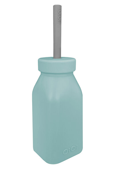 OiOi Silikon Şişe+Pipet 11x23,5x5,8 cm Aqua Green / Powder Grey Yeşil 6 ay+
