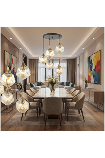 LampaLuce Globo-4 Modern Sarkıt Avize 5'li 70cm Sarı