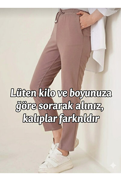 asilmoda Λεπτομερές σχοινί ελαστικό παντελόνι βιζόν με στενό πόδι