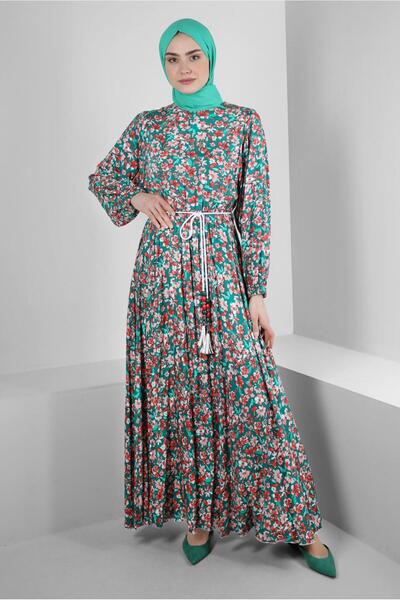 Alvina ÇİÇEK DESENLİ PİLİSELİ ELBİSE 43649