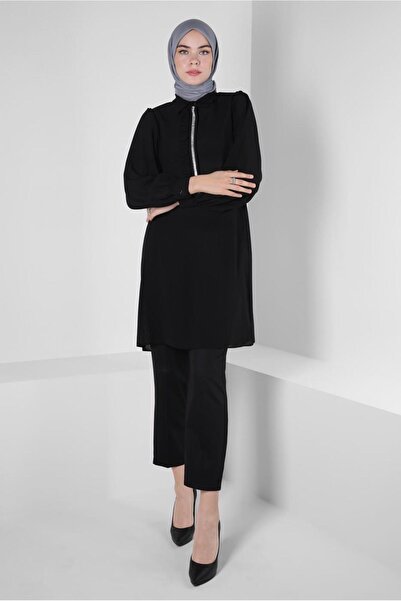 Alvina تونك بتفاصيل كشكش وشريط حجري 43856