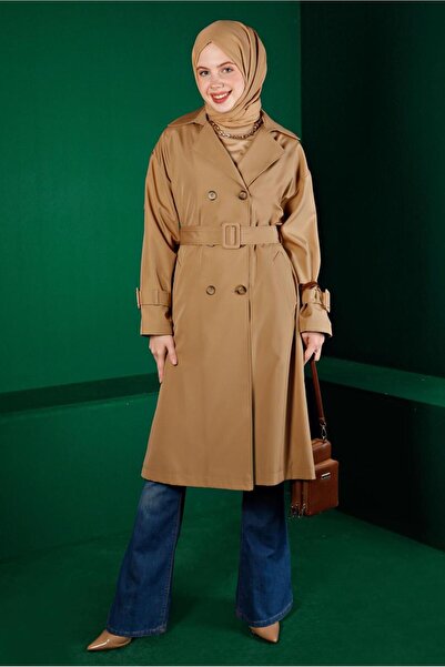 Alvina Classic Trench Coat with Belt and Buttons 10666