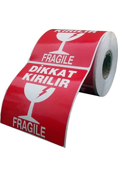 On Roll Paper الحذر الأحمر الملصق الهش 100x100 مم 1 لفة من 500