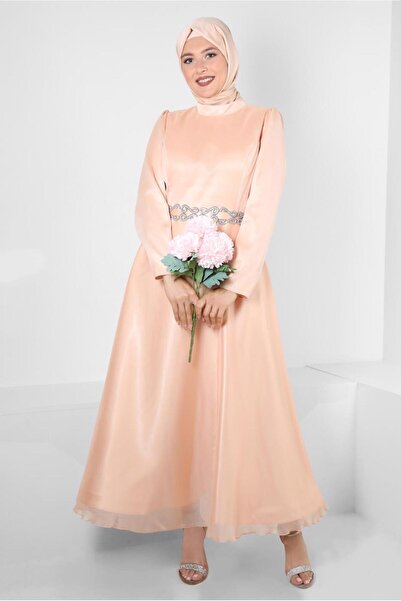 Alvina Belted Rhinestone Embroidered Chiffon Evening Dress 50315