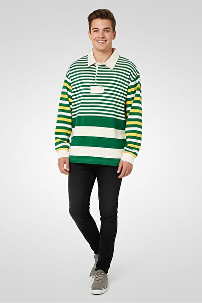 Gant Men Spread Collar Long Sleeve Stripe Sweatshirt, Multicolor