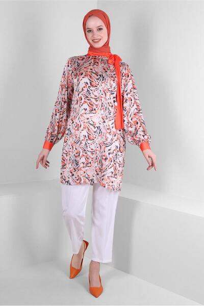 Alvina تونيك منقوش بتفاصيل ربطة عنق 43710