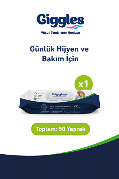 giggles Vücut Temizleme Havlusu 50'li 1 Paket 50 Havlu