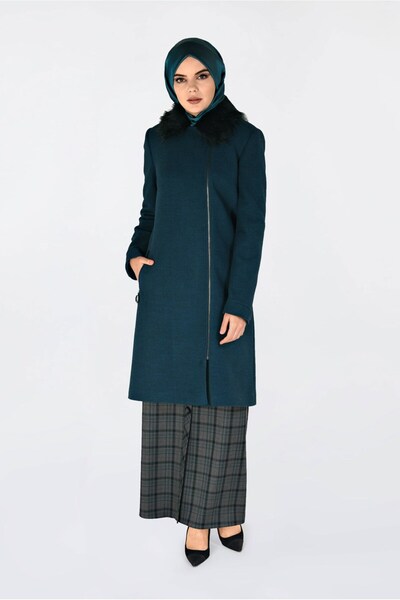 Alvina Пальто 9794 - З хутряним коміром і блискавкою