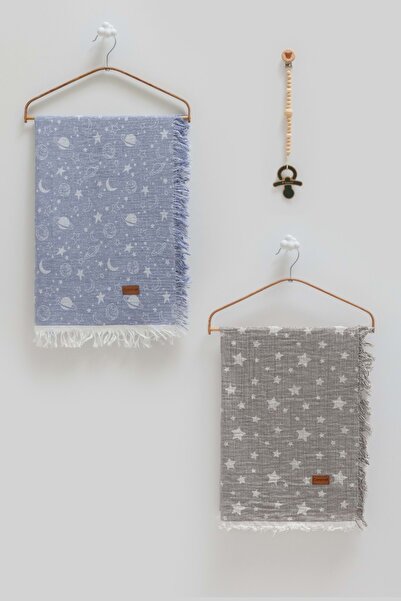 Caramell Basic Double Muslin Blanket Pacifier Hanger Triple Boxed Set-100X120...