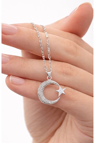 TuQos قلادة نجمة الأسد، مصنوعة من الفولاذ المقاوم للصدأ، بلون فضي، مع علم تركيا.