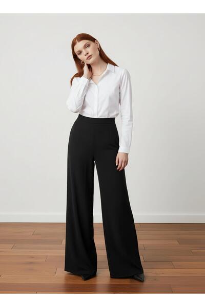 PERA MODA Women's Basic Cut Body Hugging Lycra Hidden Button Feature Shirt