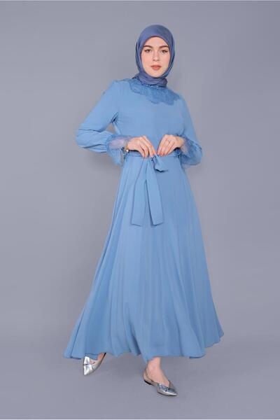 Alvina Lace Detailed and Bead Embroidered Dress 40691