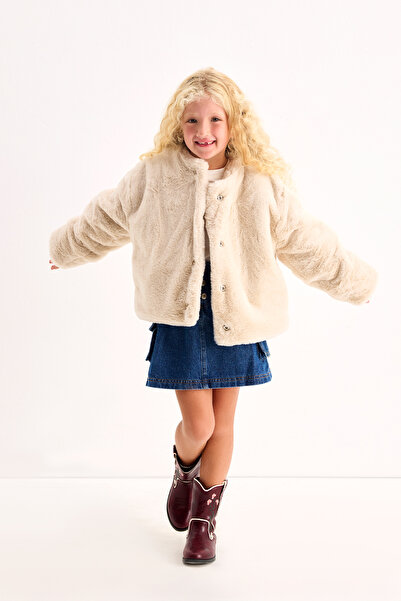Marvy Beige Faux Fur Jacket