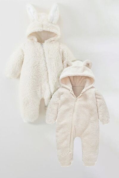 ipek atlas Salopetă de pluș cu ursuleț de pluș pentru bebeluși și copii, băie...