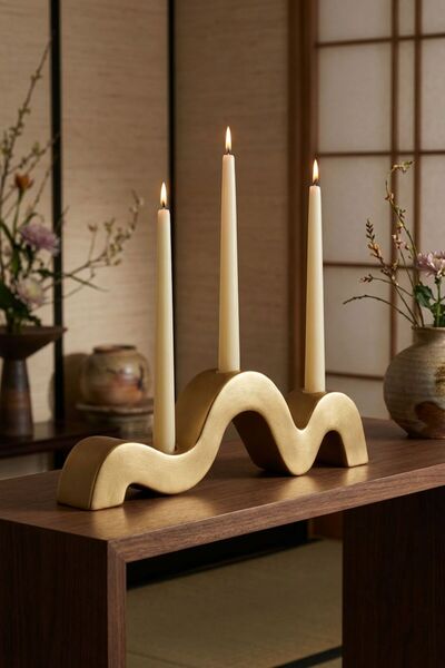 Fonnava Şamdan Mumluk Dekoratif Mumluk Tealight Mumluk Altın Renk Model 13 Ik...