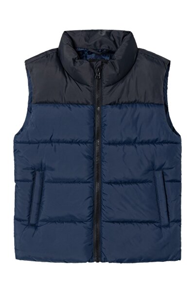name ıt Stand Collar Navy Blue Boy's Puffer Vest13228724