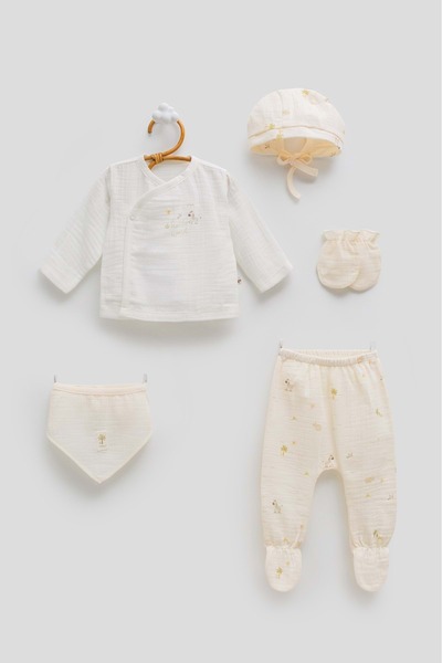 Caramell JUNGLE FRIENDS MÜSLİN 5Lİ SET Bej