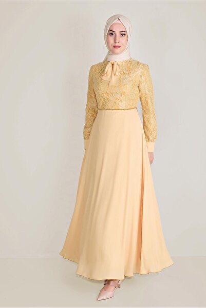 Alvina فستان دانتيل برباط على الياقة 40522