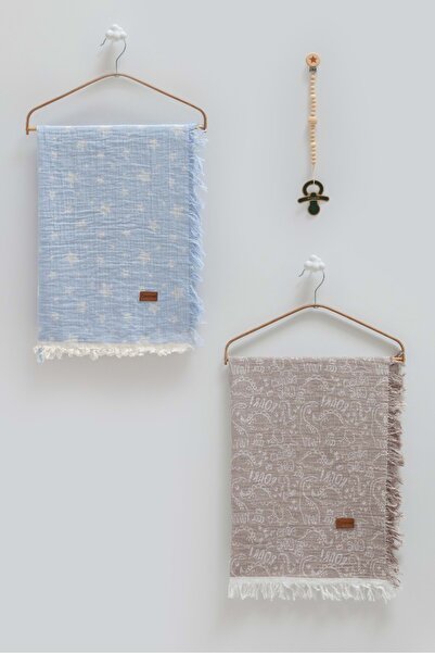 Caramell Basic Boxed Double Muslin Blanket Pacifier Hanger Triple Set-100X120...