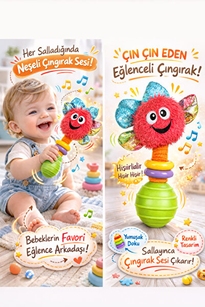 Sozzy Toys Renkli Yunus El Çıngırağı - Kırmızı