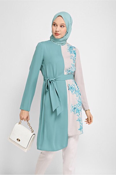 Alvina 40865 Model Belted Floral Patterned Tunic