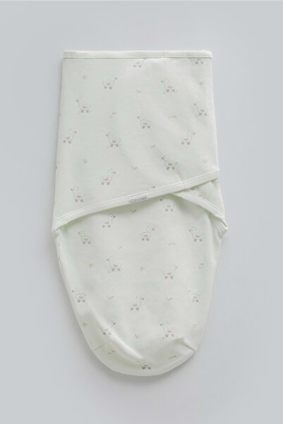 Caramell Love Time Flower-Detail Swaddle Green
