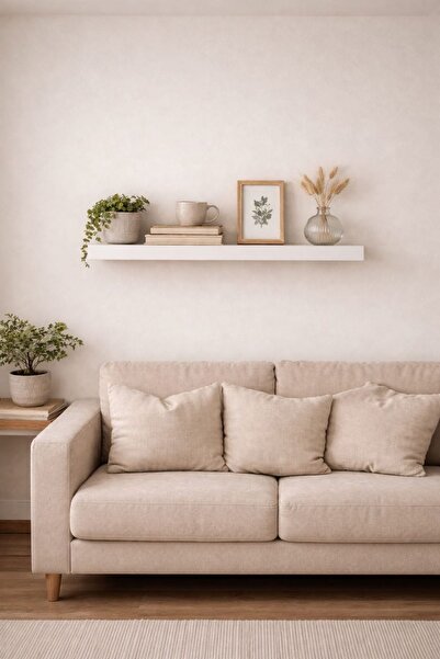 ADIM EBATLAMA 30 mm Tekli Uçan Duvar Rafı Set Gizli Raf- Beyaz - 15x50