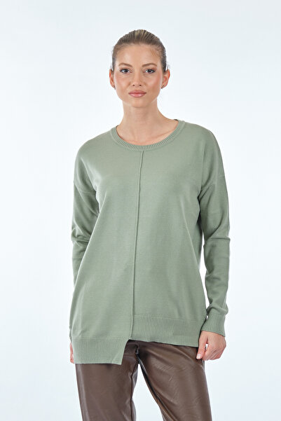 Vedi Yuvarlak Yaka Uzun Kollu Mint Kadın Kazak 22233016