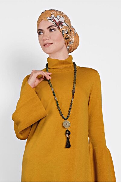 Alvina KOLLARI VOLANLI BOĞAZLI GENİŞ KESİM ELBİSE 40012