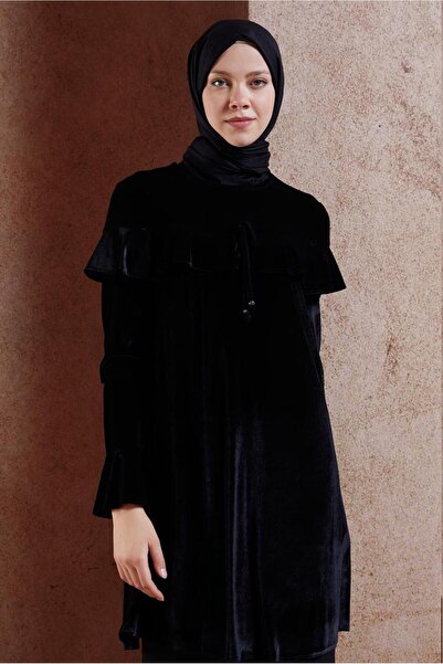 Alvina Volan Detailed Velvet Tunic 4789-1