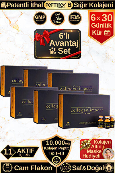 Dr.Sammy's مجموعة كولاجين إمباكت بلس المميزة المكونة من 6 عبوات، نوع 1-3، مسح...