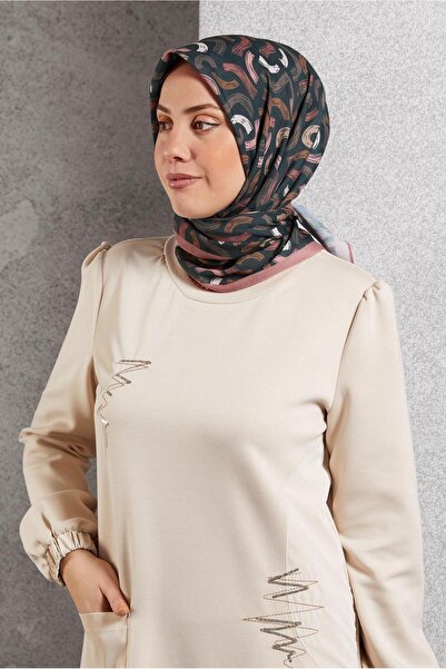 Alvina ALVİNA ВІЗЕРУНКОВИЙ ШАРФ 8504 - З ПАСОМ І ДЕТАЛЯМИ КРОЮ