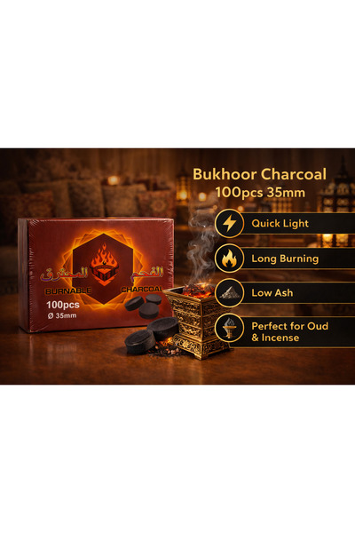 Generic فحم البخور، 100 قطعة، 35 مم، أقراص سريعة الاشتعال قابلة للاحتراق للبخ...