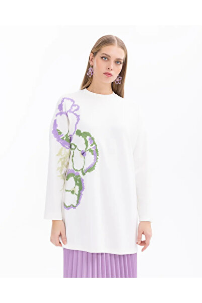 SCL Жіночий светр з вишивкою та короткими рукавами 10002412311001