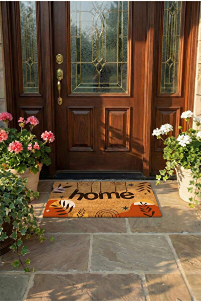 esnature ممسحة أمام الباب على شكل جبل وأوراق شجر بوهيمية مقاس 45 × 70 سم