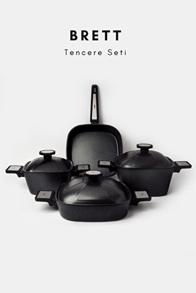 Gigilli طقم أواني طهي من التيتانيوم مكون من 7 قطع من بريت باللون الأسود
