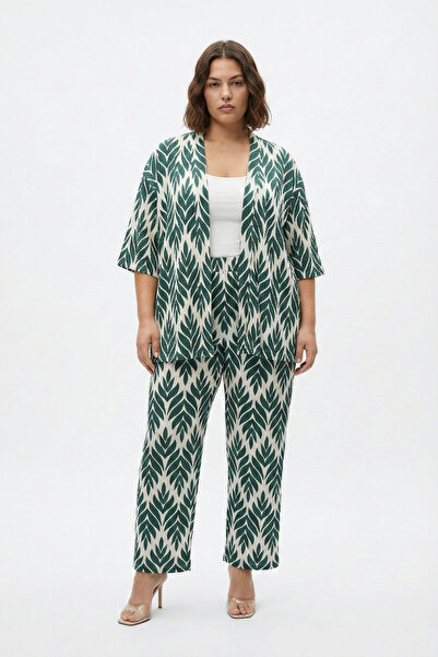 Elisho طقم كيمونو منقوش من قماش بوروميك