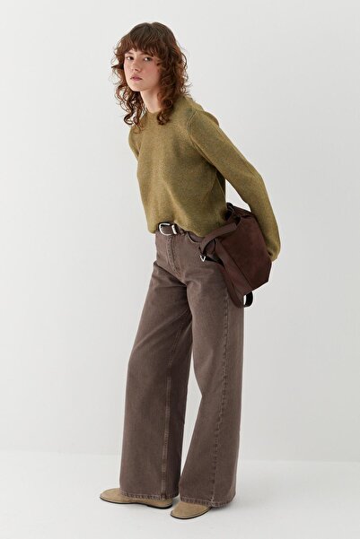 MARKALİSTE High Waist Palazzo Pants Brown