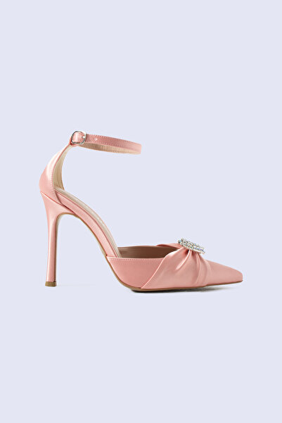 Tacchi Amora Çıkarılabilir Kalp Detaylı Pudra Abiye Ayakkabı