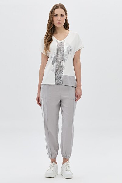 DAIDO تي شيرت مطبوع عليه رقائق معدنية في المنتصف