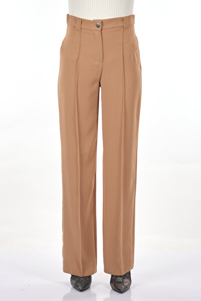 EXPLOSION Široke nogavice Ženske pantalone visokog struka u boji kamile 21241268